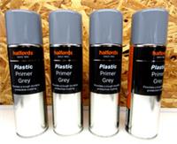 4 x PLASTIC PRIMER GREY - FAST DRYNG SPRAY CANS TOUGH DURABLE SEALED HALFORDS
