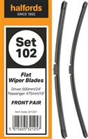 Halfords Set 102 Wiper Blades - Front Pair