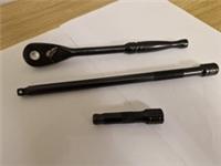 Halfords Advanced 3/8" Ratchet Handle Power Extension Bar set ( 1/2" 1/4") BLACK