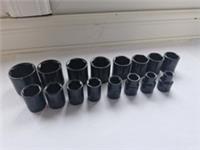 Halfords Advanced 3/8" Drive 6 Point Socket set 8 to 24mm 15 pieces tools BLACK