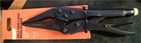 Halfords Self Grip Long Nose Pliers. 220mm long. 70mm Jaw Opening. Adj screw.