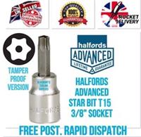 Halfords Advanced Anti Tamper T15 Torx Star Drive 3/8" Socket Tool *FREE POST*