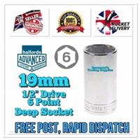 19mm HALFORDS ADVANCED 1/2 Drive Chrome Deep 6 Point Socket *Free Rapid Post*