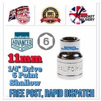 11mm Halfords Advanced HI-TORQ 6 Point Socket 1/4 Drive Shallow *FREE POST*