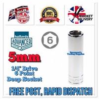 Halfords Advanced 5mm HI-TORQ 1/4 Drive 6 Point Deep Socket *FREE RAPID POST*
