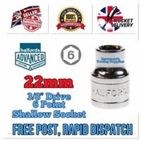 22mm HALFORDS ADVANCED 3/8 DRIVE SHALLOW 6 POINT SOCKET *Free Rapid Post* NEW