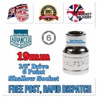 19mm HALFORDS ADVANCED 3/8 DRIVE SHALLOW 6 POINT SOCKET *Free Rapid Post* NEW