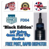Halfords Advanced Black Edition FD04 3/8 Socket 4mm Flat Tip Bit *FREE POST*