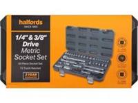Halfords 50 Piece 1/4" & 3/8" Drive Metric 72 tooth ratchet Socket Set