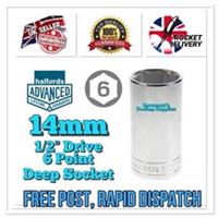 14mm HALFORDS ADVANCED 1/2 Drive Chrome Deep 6 Point Socket *Free Rapid Post*