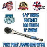 Halfords Advanced 1/4 Drive Socket Ratchet 100 Tooth 140mm *FREE POST*