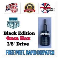 4mm Hex HALFORDS ADVANCED Black Edition 3/8 Drive Allen Socket *FREE POST*