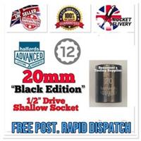 20mm Halfords Advanced Black Edition 1/2 Drive Shallow 12 Point Socket FREE POST