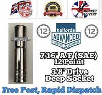 7/16 A/F Halfords Advanced Deep 3/8Drive HIGH TORQ Socket 12 Point FREE POST