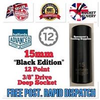 15mm Halfords Advanced DEEP 3/8 Drive BLACK EDITION Socket 12 Point FREE POST