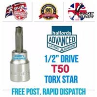 Halfords Advanced T50 Torx Star Bit Socket 1/2 Drive Free Rapid Post*