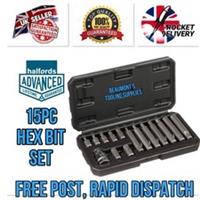 Halfords Advanced 15 Piece Hex Bit Set 4mm-12mm *FREE POST, RAPID DISPATCH* NEW