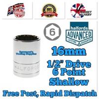 16mm HALFORDS ADVANCED 1/2 Drive Shallow 6 Point Socket *FREE RAPID POST * NEW