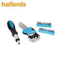 Halfords 30 Piece Ratcheting Screwdriver & Hex Key Bit Set Chrome Vanadium