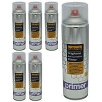 6 x Halfords Graphene Anti Corrosion Primer Grey 500ml Aerosol Spray Steel Alumi