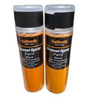 Enamel Spray Paint Black High Temprature Up To 650 Halfords Pack X 2