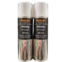 PLASTIC PRIMER WHITE , FAST DRYNG, PACK 2 SPRAY CANS 300 ML, SEALED, HALFORDS