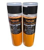 HIGH TEMPERATURE ENAMEL BLACK 650* PACK 2 SPRAY CANS 300 ML, SEALED, HALFORDS