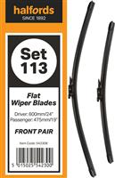 Halfords Set 113 Wiper Blades - Front Pair