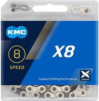 Kmc X8 6/7/8 Speed Chain, Silver/Grey, 114L