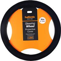 Halfords Black Plush Steering Wheel Cover