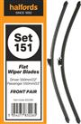 Halfords Flat Wiper Set 151 - Front Pair