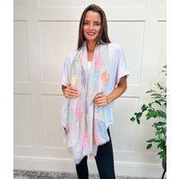 Grey Multi Leaf Print Scarf