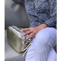 Gold Leather Tassel Camera Bag