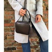 Chocolate Brown Leather Tassel Camera Bag