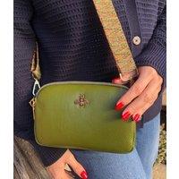 Khaki Luxury Leather Crossbody Camera Bag