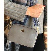Grey Luxury Leather Crossbody Camera Bag