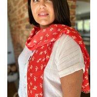 Red Franca Ditsy Floral Scarf