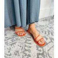 Coral Leather Strap Sandal Size 6