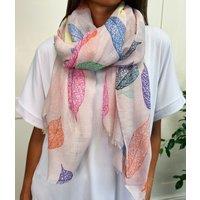 Pink Multi Leaf Print Scarf