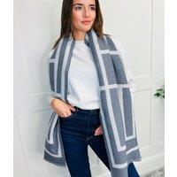 Grey Geo Cashmere Blend Reversible Scarf