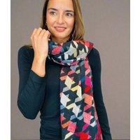 Black Houndstooth Print Cotton Scarf Size One Size