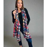 Grey Houndstooth Print Cotton Scarf Size One Size