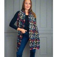 Black Animal Print Cotton Scarf Size One Size