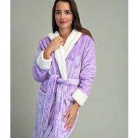 Lilac Soft Fleece Hooded Dressing Gown Size 12/14