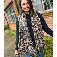 Leopard Print Wool Blend Scarf Size One Size