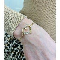 Gold Diamante Heart Drawstring Bracelet