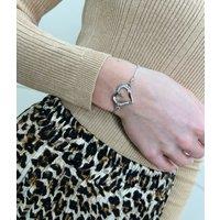 Silver Diamante Heart Drawstring Bracelet