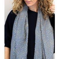 Pom Grey Silver Dot Scarf Size One Size