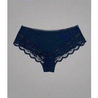 Navy Lace Trim Midi Briefs Size 24