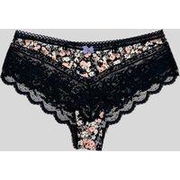Black Floral Lace Trim Midi Briefs Size 20